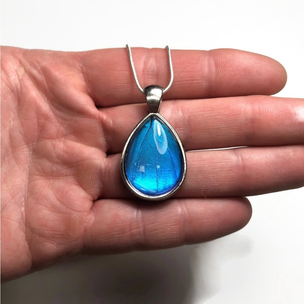Real Butterfly Pendant Blue Morpho Butterfly Necklace